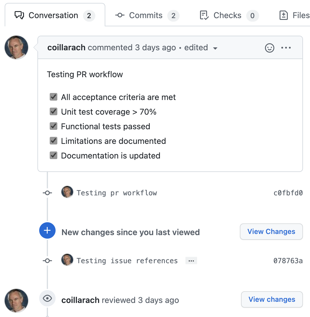 Pull request conversation showing code commits