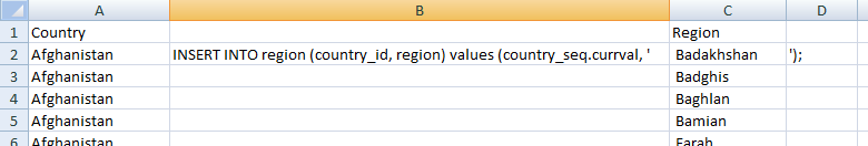 Inserting data using sequence values