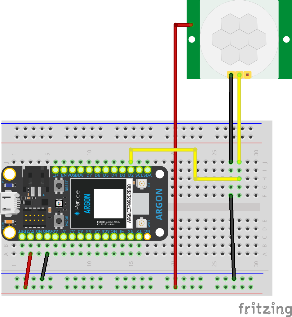 PIR sensor breadboard layout